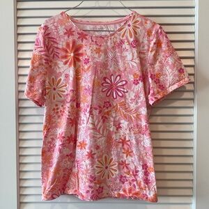 Talbots Pink Floral Tee Shirt Size XLP